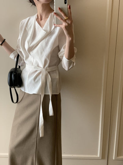 * Draped Belt Blouse