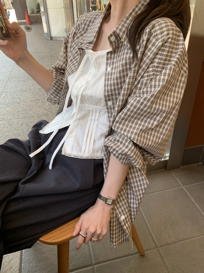 * Autumn Check Oversized Shirt