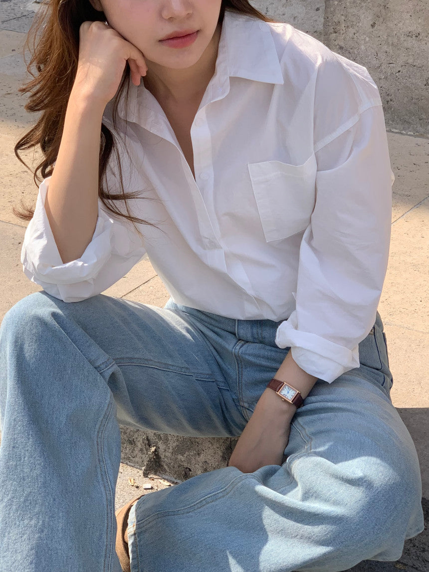 Oversized Solid Fall Shirt