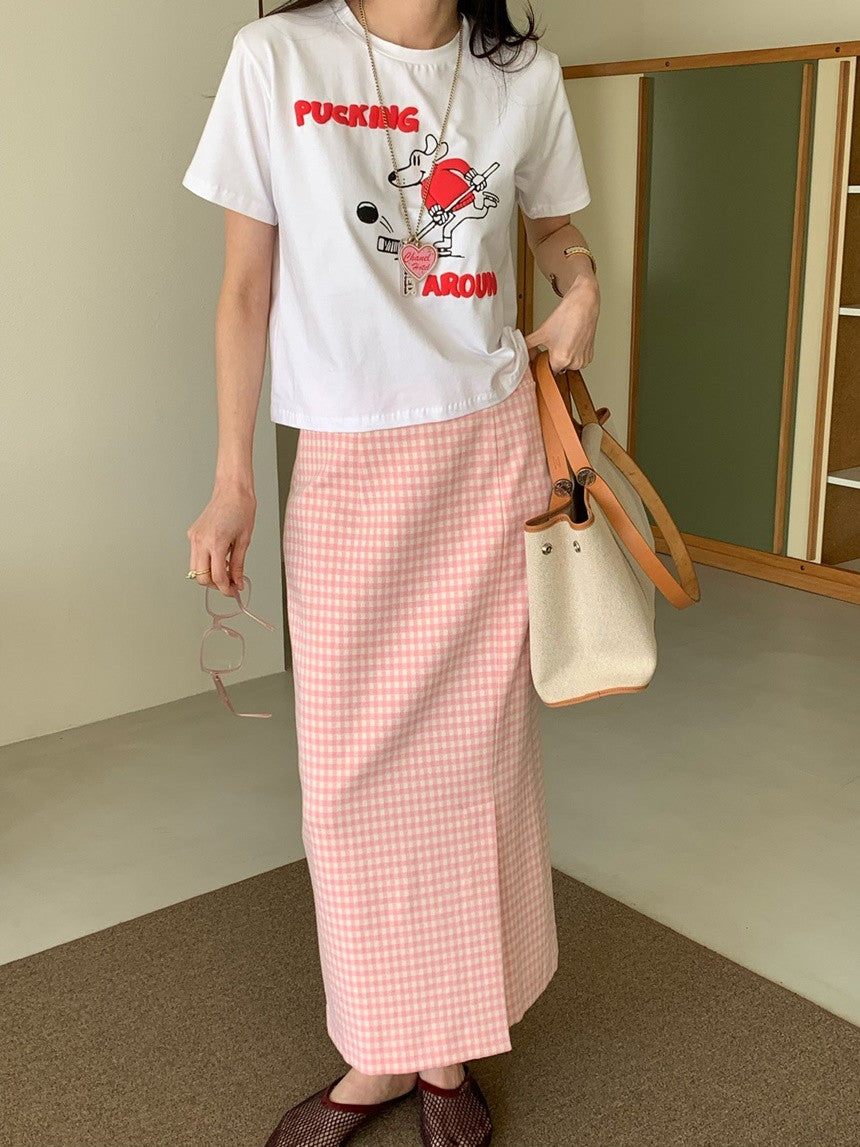 *Daily Check Long Skirt