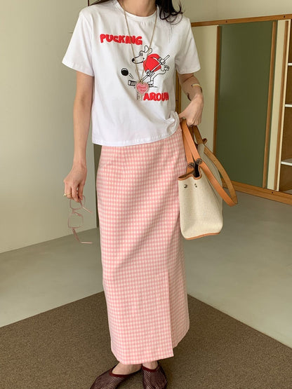 *Daily Check Long Skirt