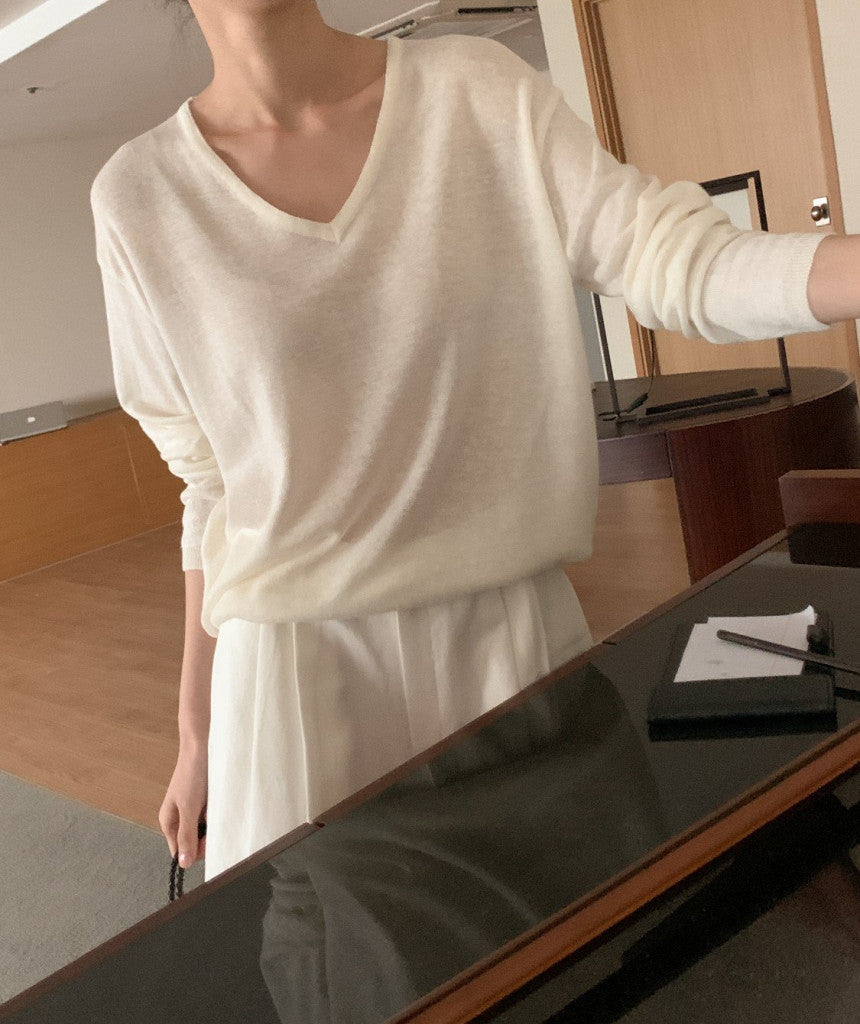 * Summer Linen V-neck Knit