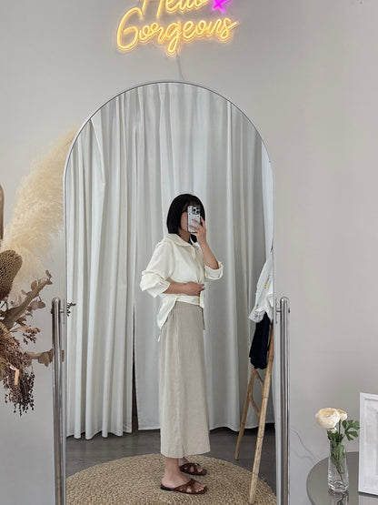Front Slit Linen Skirt