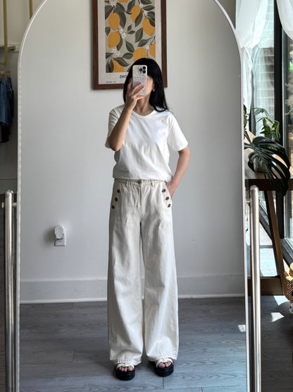 Three Button Ivory Pants - AdoreMeU