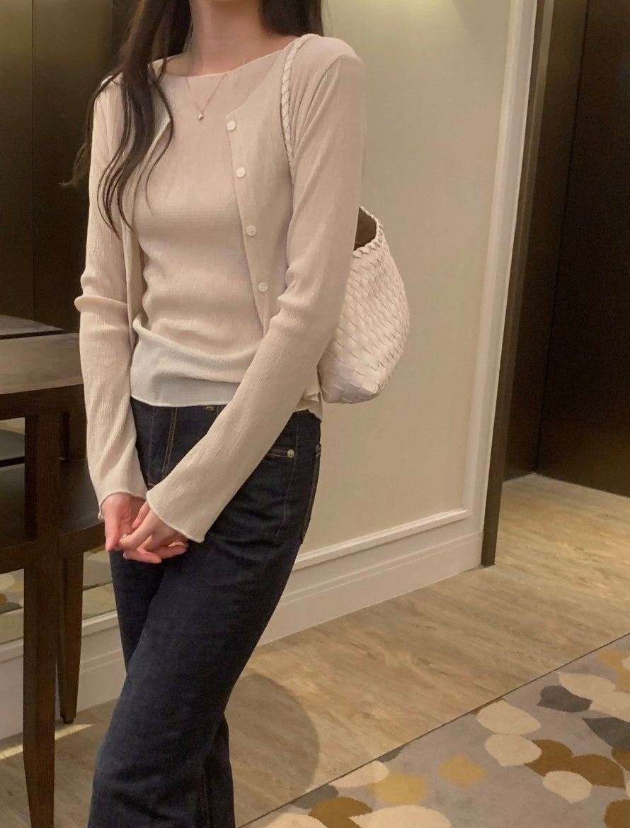 *Pleated Tank & Cardigan Set