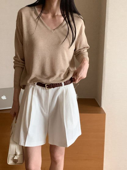 * Pintuck Cotton Shorts