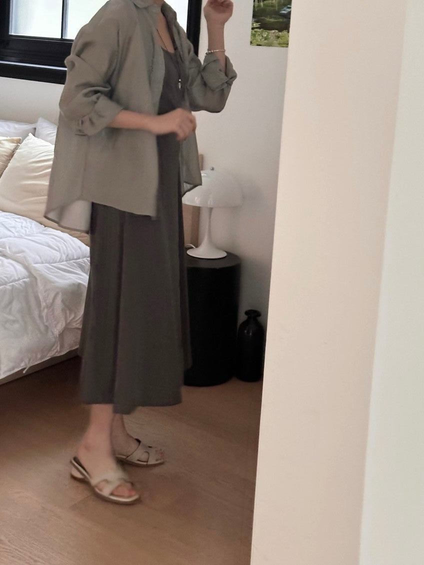 * Back Ribbon Shirt & Dress Set