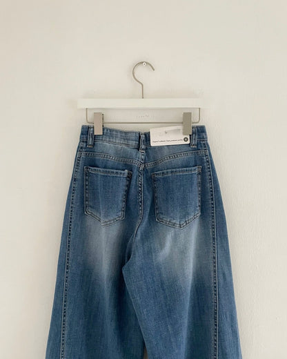 Banding Wide Denim (Medium Wash )