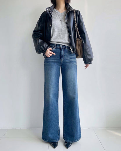 Banding Wide Flare Jeans (~9/5)