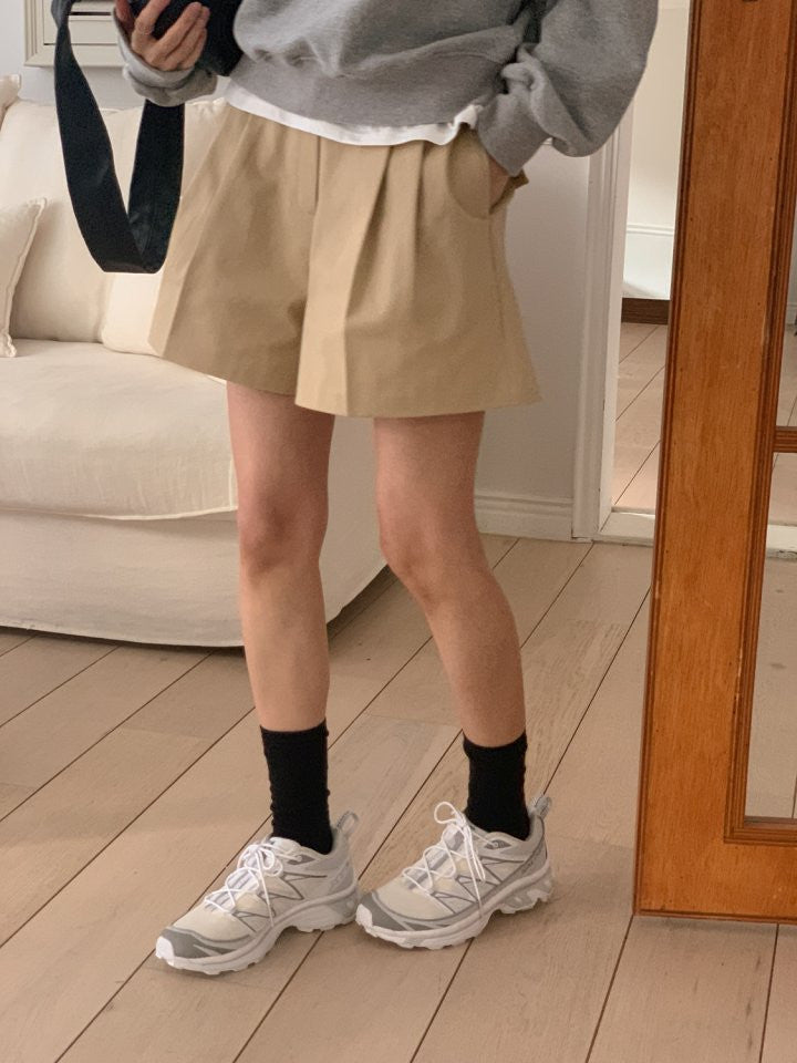 * Pintuck Cotton Shorts