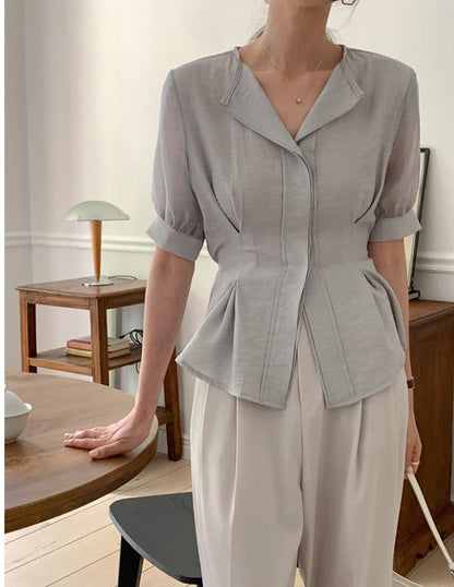*Slim Pintuck Summer Blouse