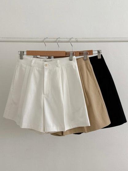 * Pintuck Cotton Shorts