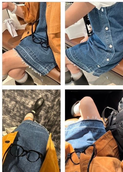 * Button Denim Dress