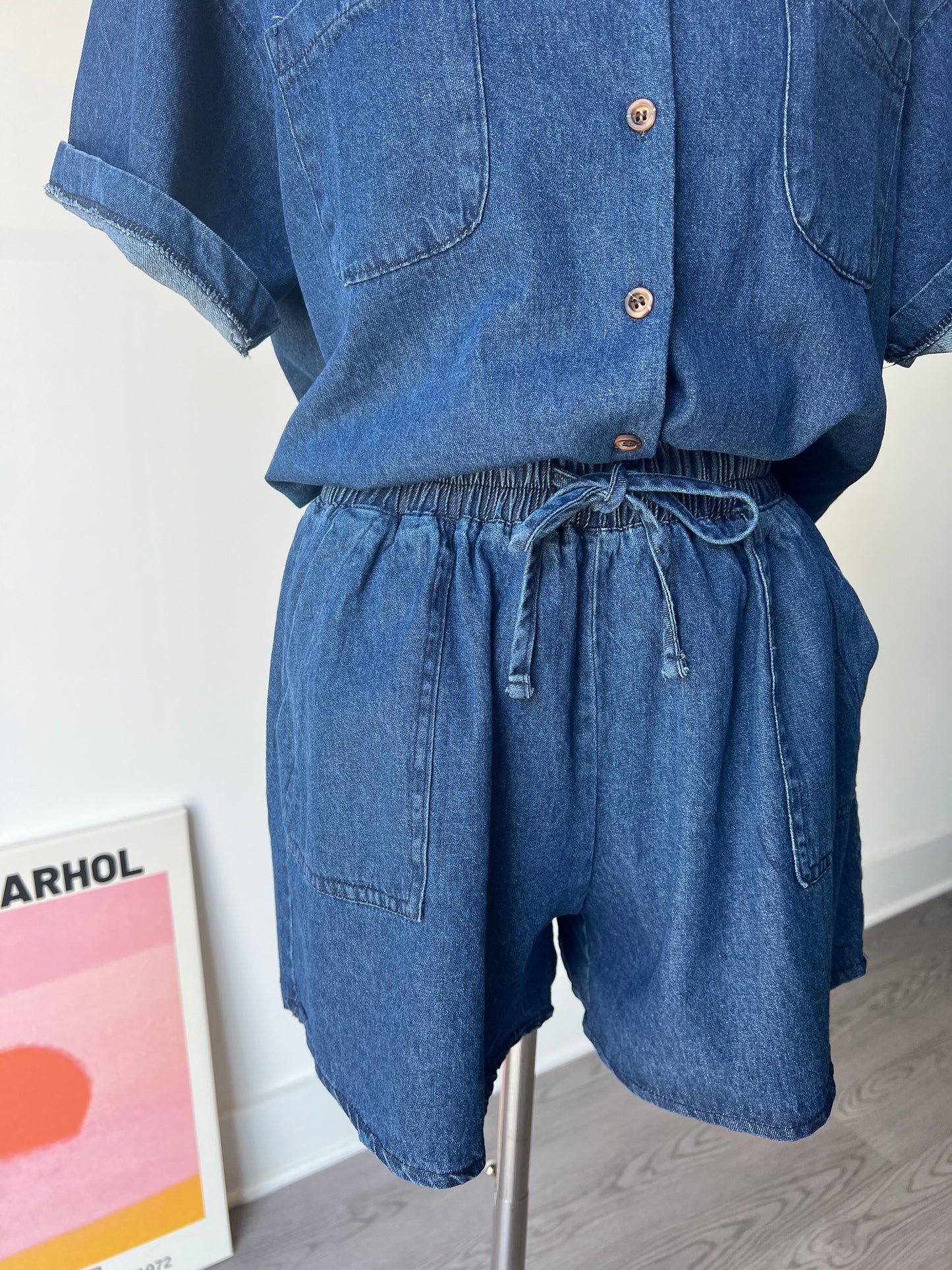 Denim Shirts and shorts Set