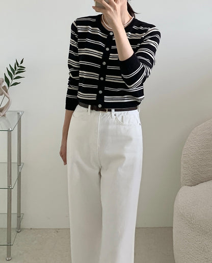 Regular Stripe Cardigan - AdoreMeU