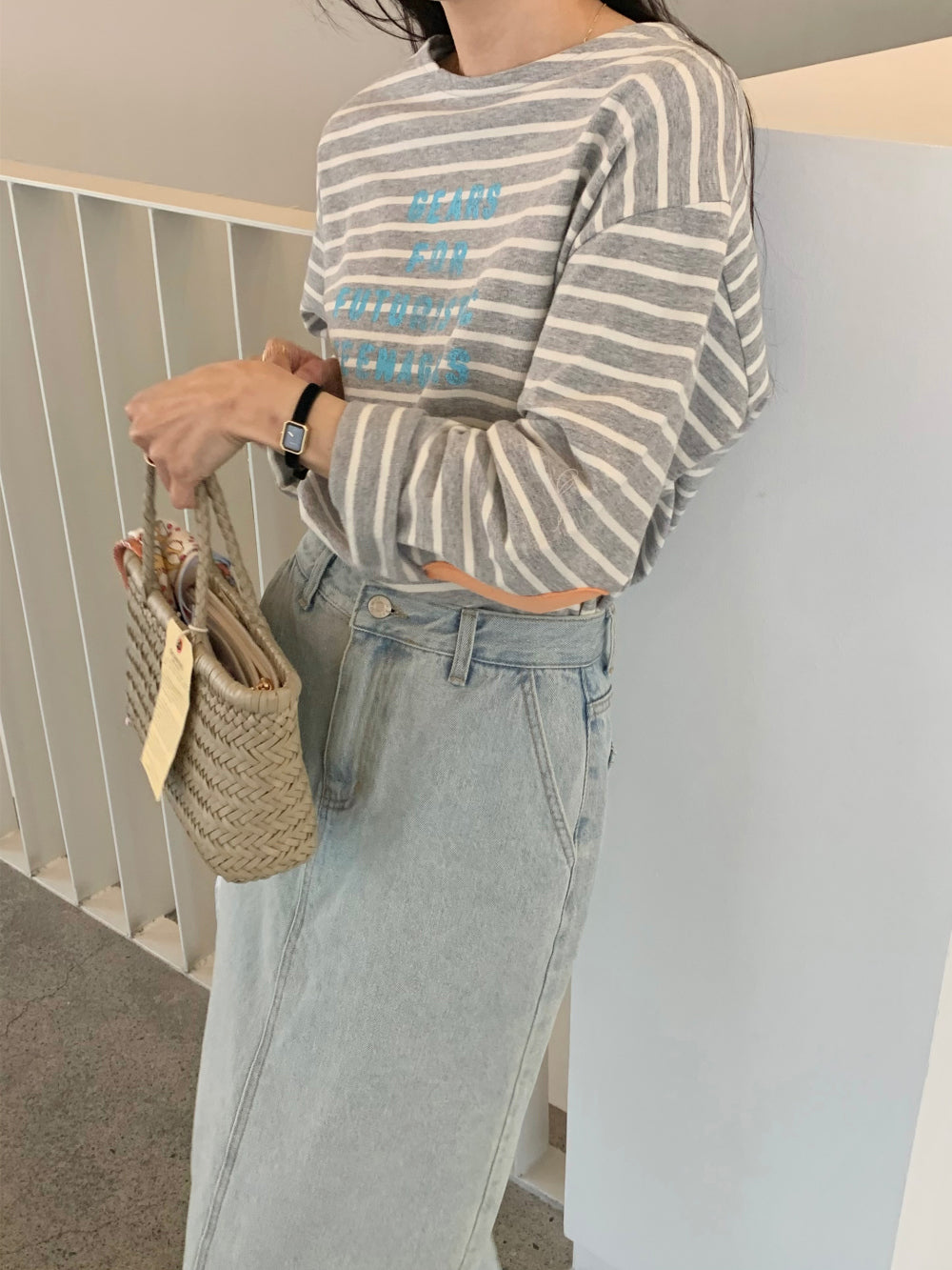 *Stripe Lettering T-Shirt