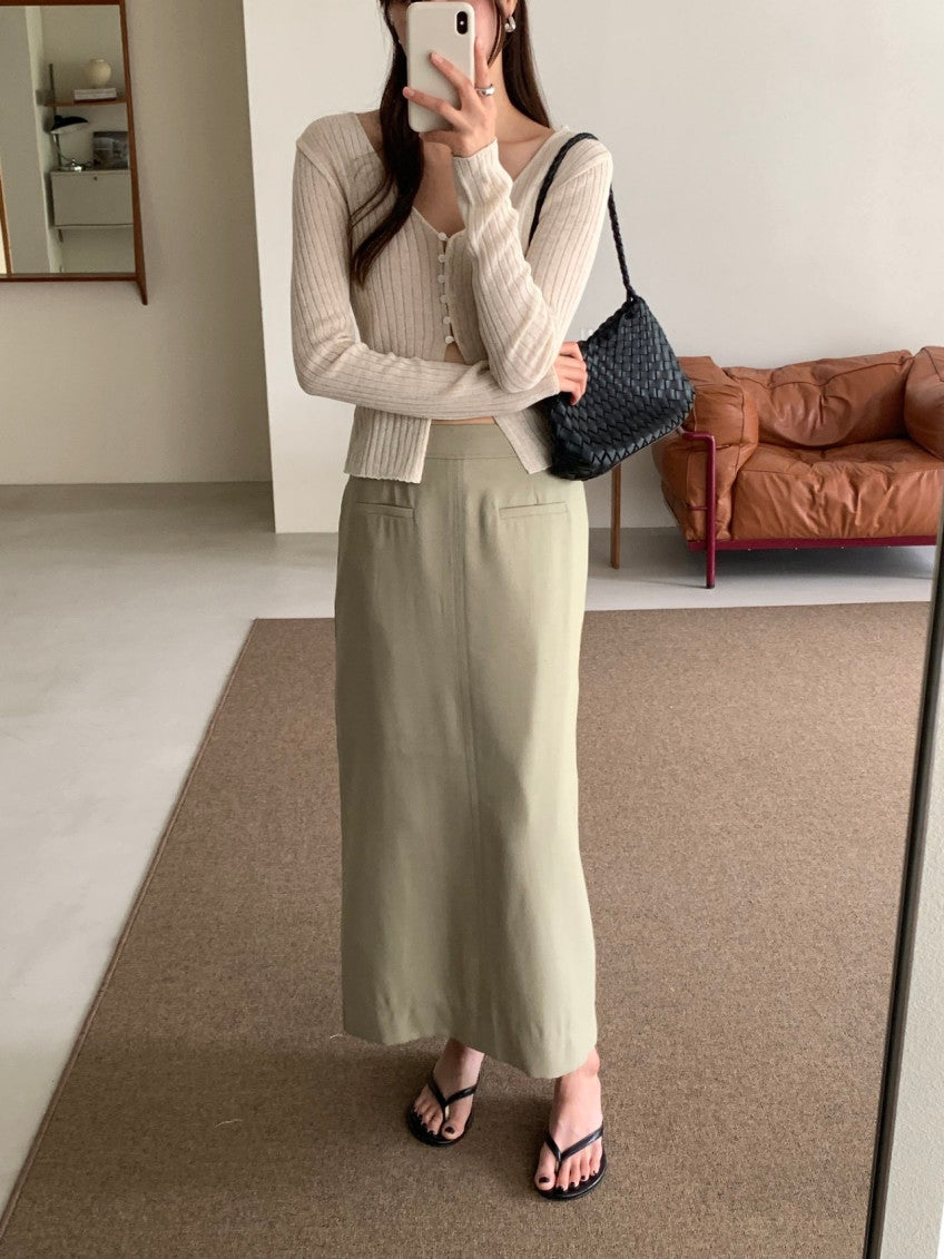 * Linen Blend Skirt