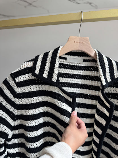 Stripe Spangle Knit Cardigan - AdoreMeU