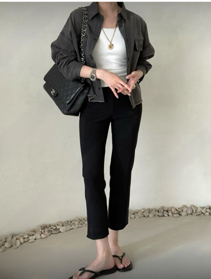 Cropped Oversized Denim Shirt