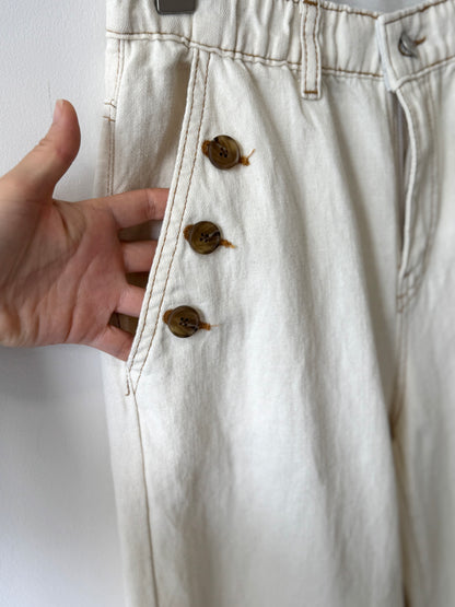 Three Button Ivory Pants - AdoreMeU
