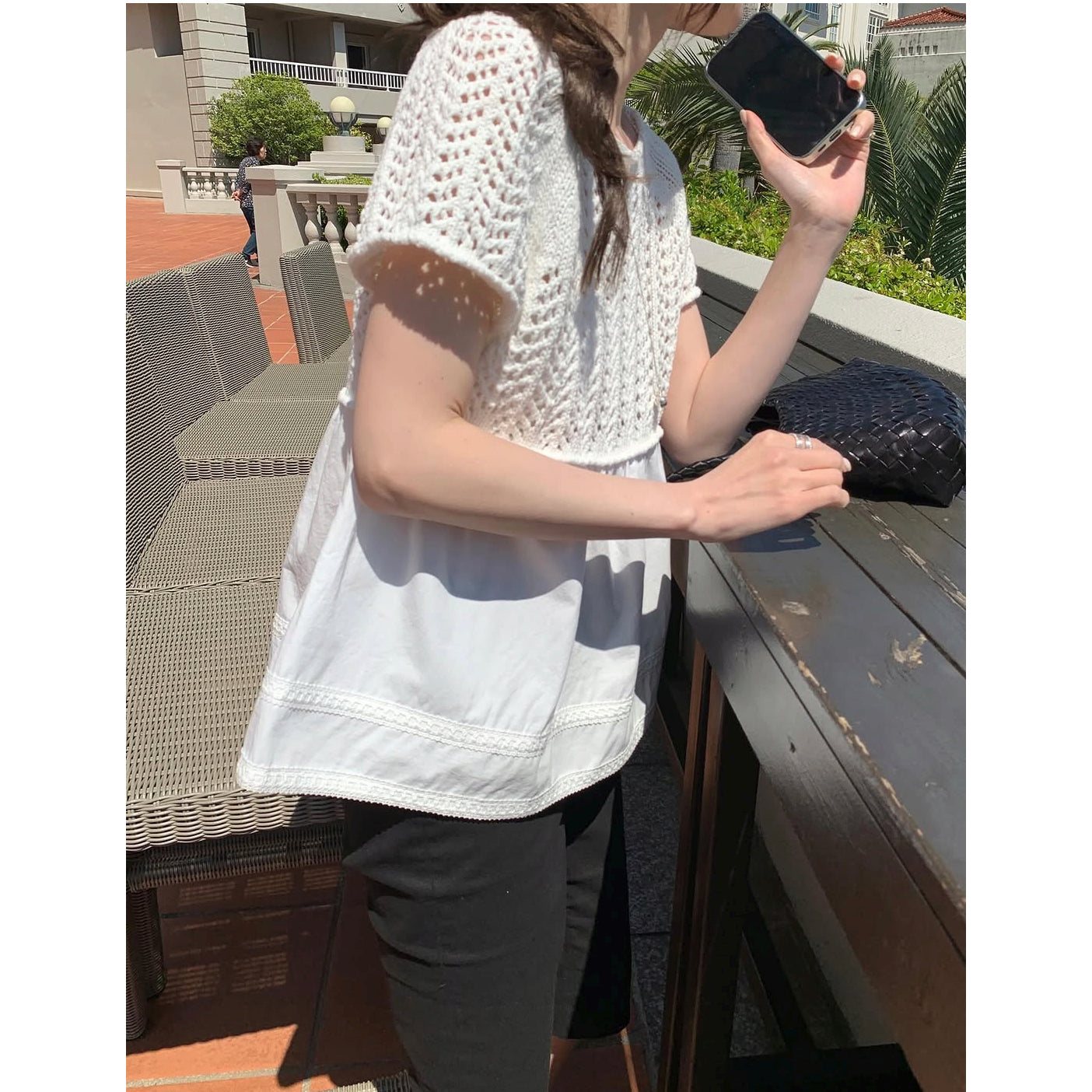 *Layered Crochet Knit Top