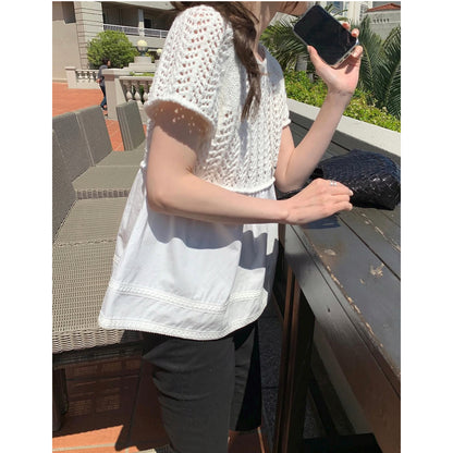 *Layered Crochet Knit Top