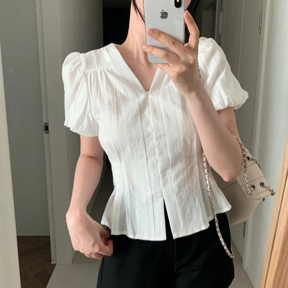 * Cotton Lace Puff Blouse