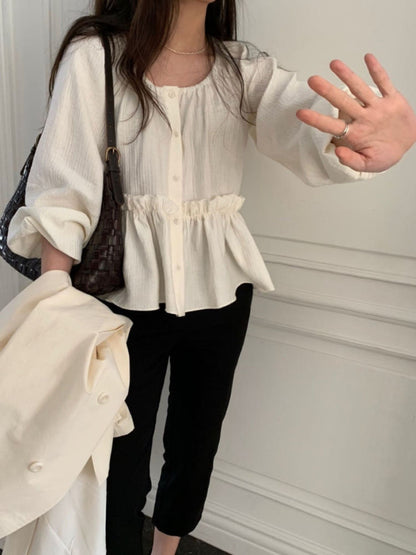 * Luna Shirring Frill Blouse