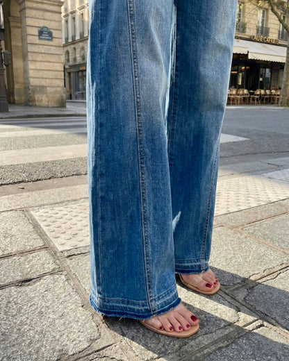Banding Wide Denim (Medium Wash )