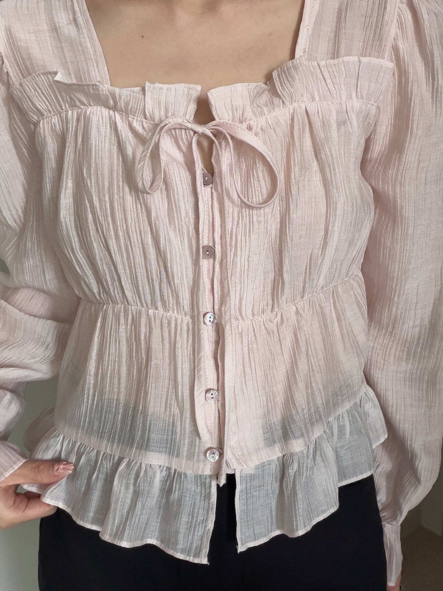 * Frill Cardigan Blouse