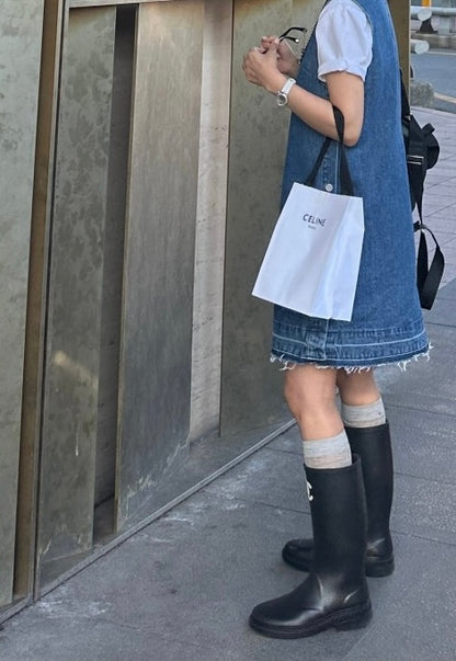 * Button Denim Dress