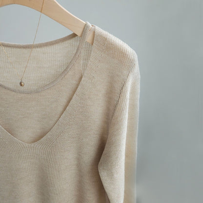 Twin Layered V neck Knit(~9/30) - AdoreMeU
