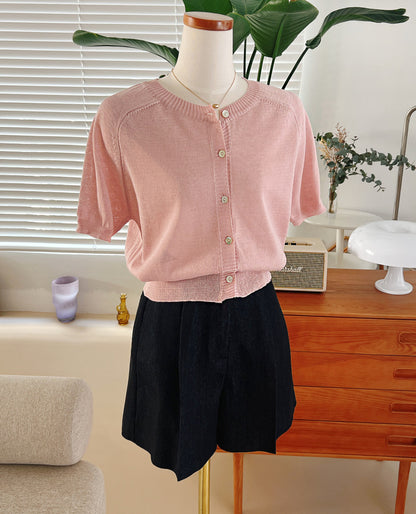* Linen Raglan Knit Cardigan
