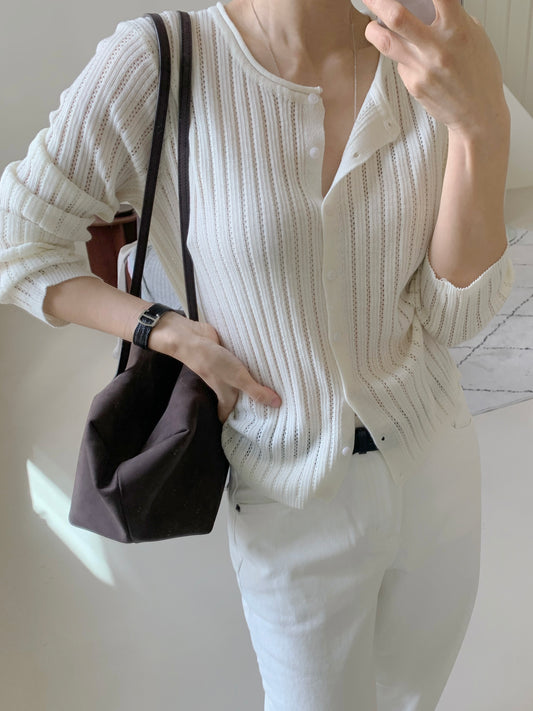 * Punching Knit Summer Cardigan