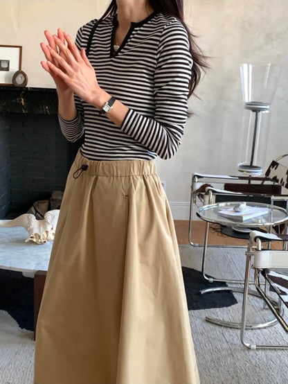 *스트라이프 브이 티셔츠