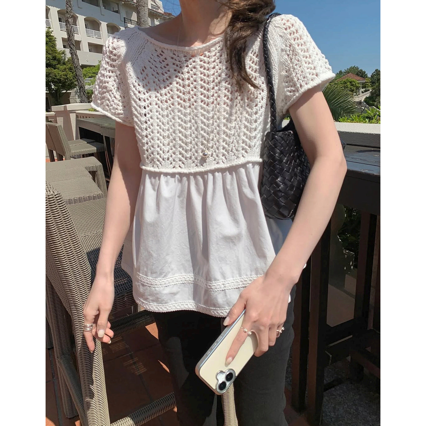 *Layered Crochet Knit Top
