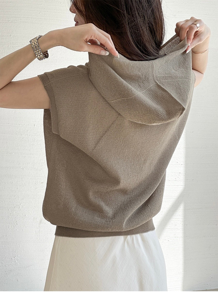 Hood Linen Knit Top (~7/31)