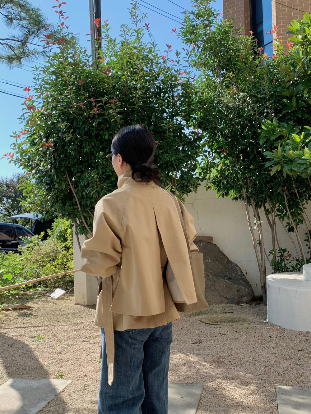 High-Neck Short Trench Jacket