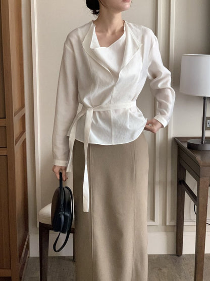 * Draped Belt Blouse