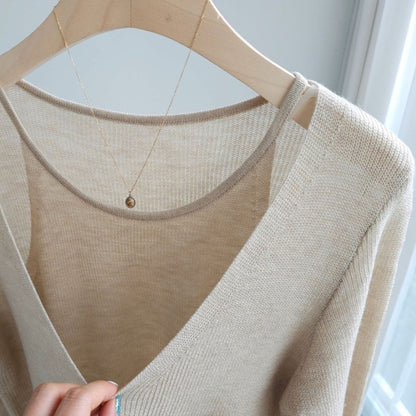 Twin Layered V neck Knit(~9/30) - AdoreMeU