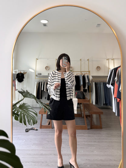 Saddle Boucle Stripe Cardigan