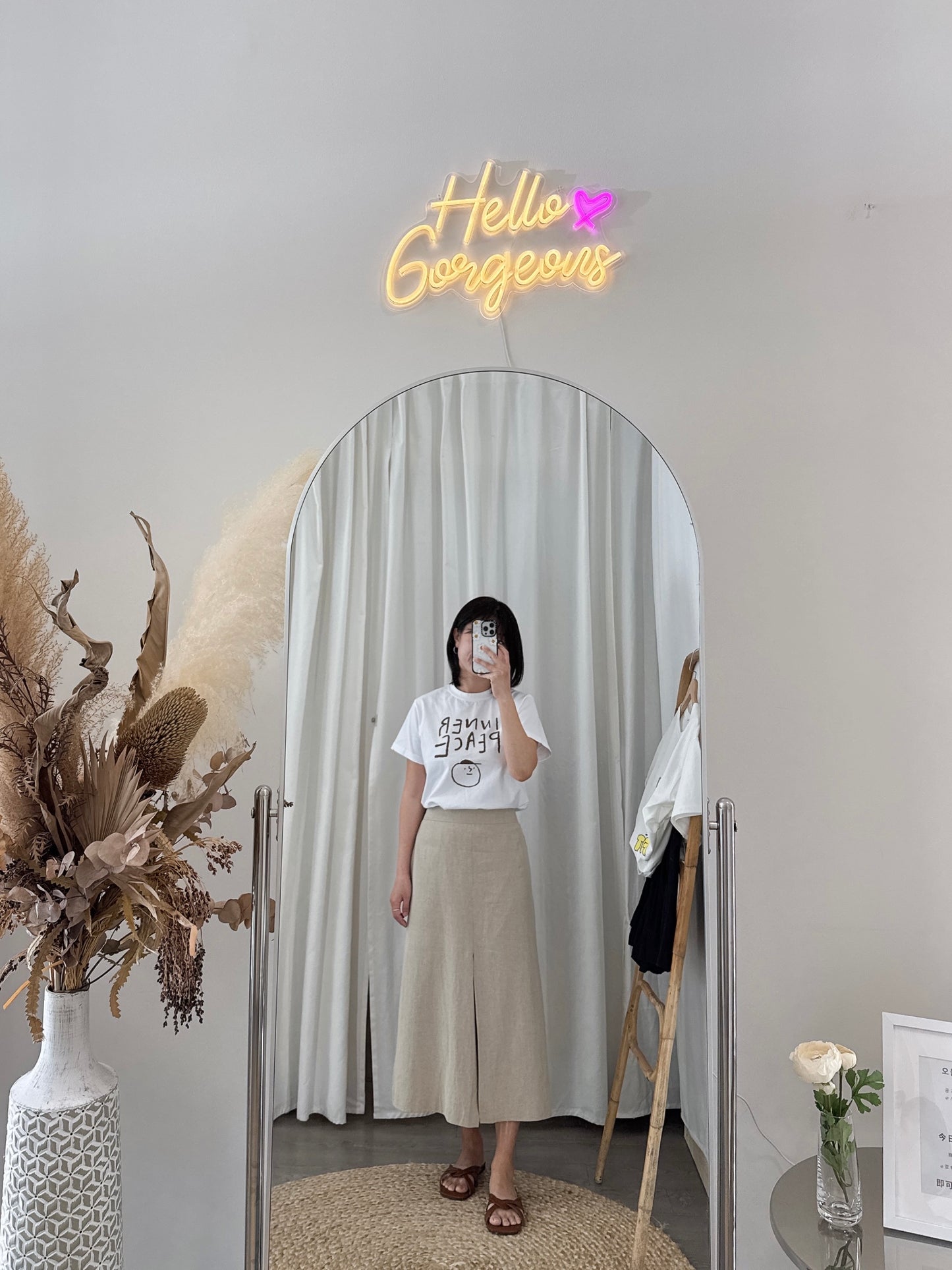 Front Slit Linen Skirt