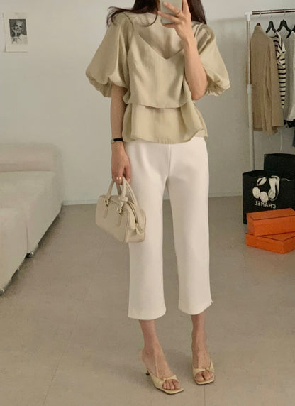 * Slim Capri Slit Pants
