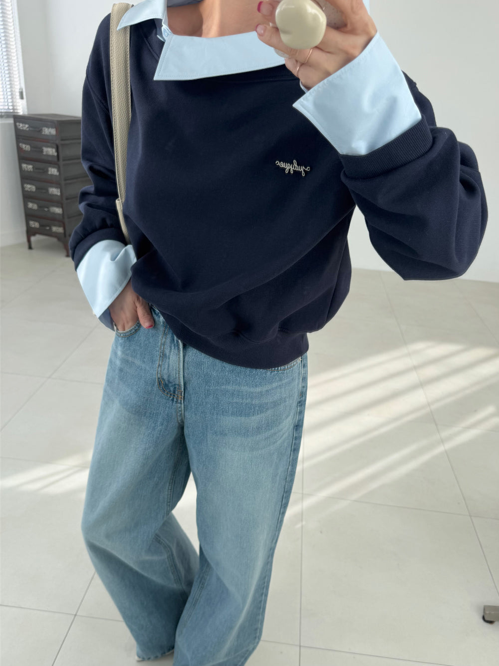 Layered Off-Shoulder Sweatshirt