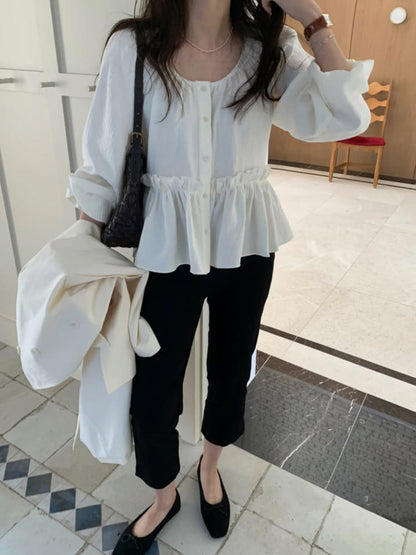 * Luna Shirring Frill Blouse