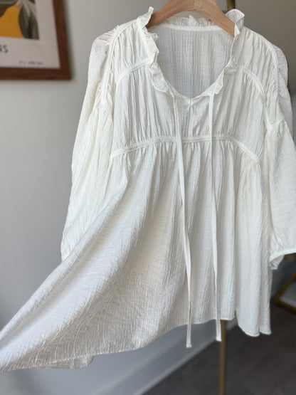 Soft Tie Blouse with Pleats - AdoreMeU