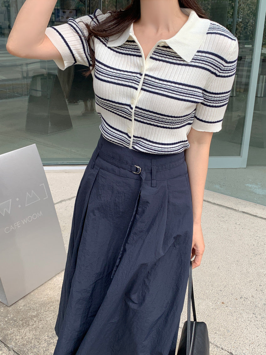 * Stripe Collar Cardigan