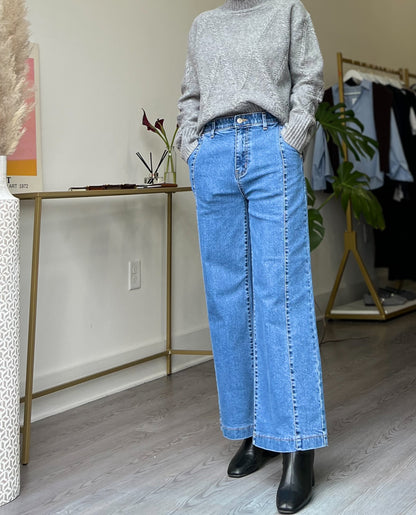 Two Line Semi Wide Banding Denim - AdoreMeU