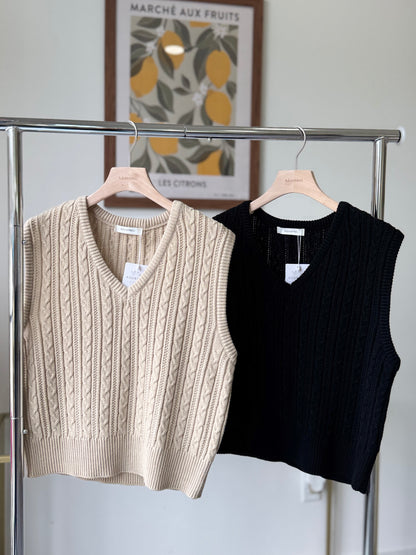 Cable Vneck Vest - AdoreMeU