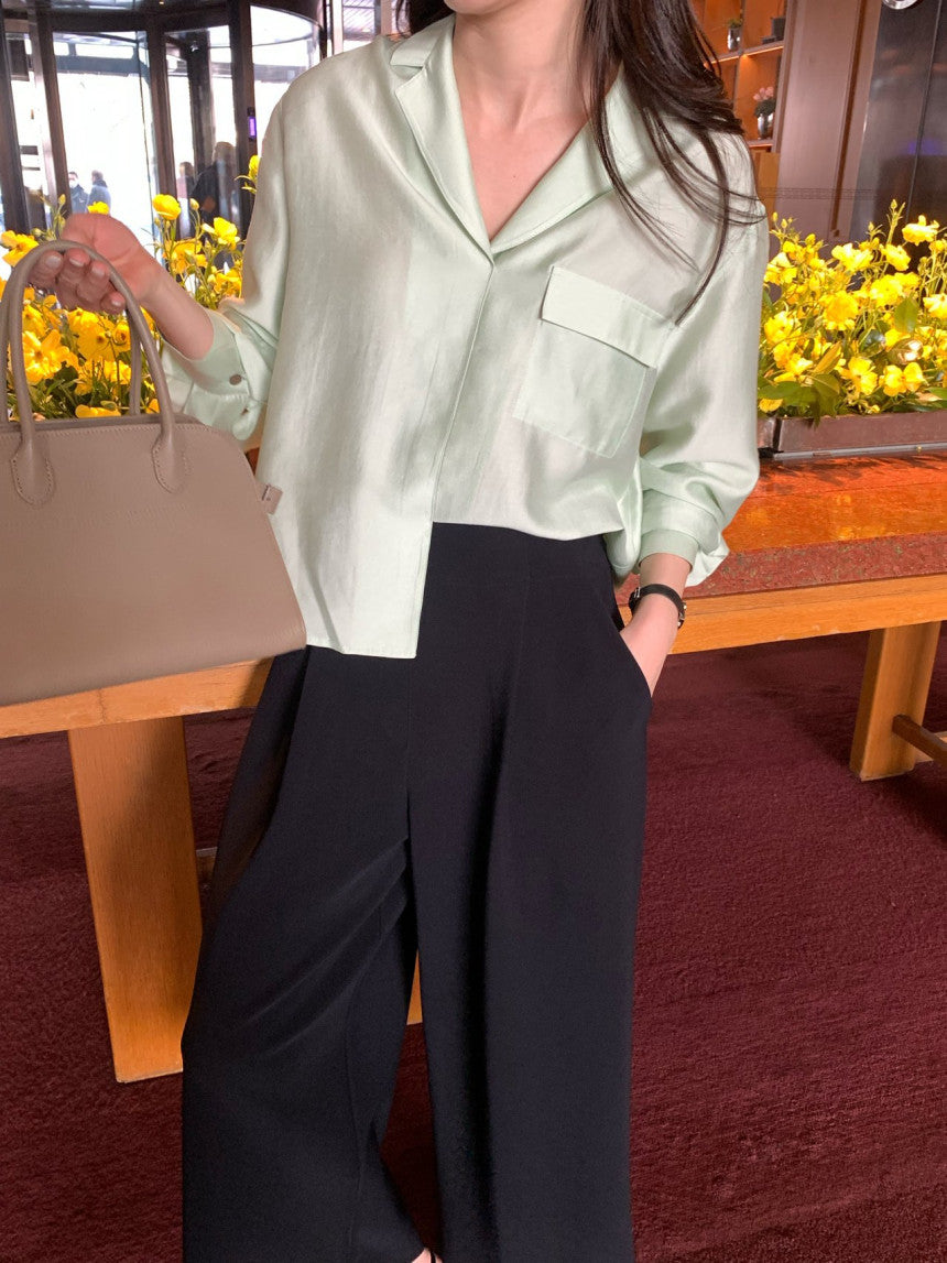 *실키 포켓 블라우스